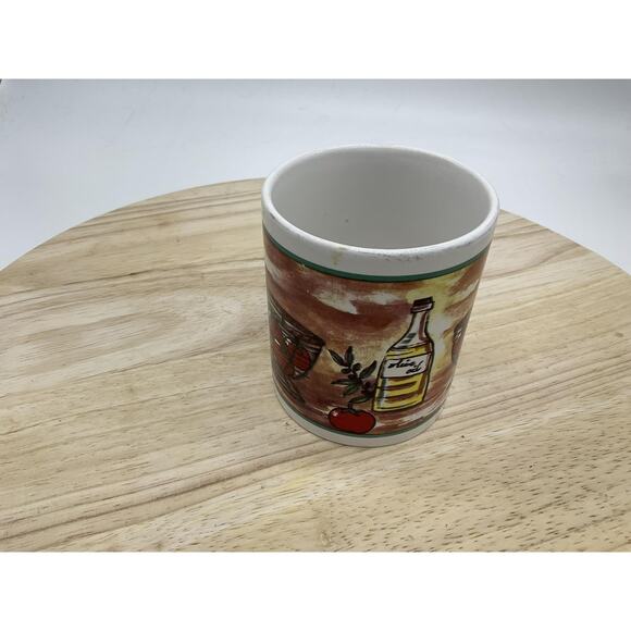 Ceramic Coffee Tea Mug Kitchen Still Life Tomatoe Olive Oil Rustic Unbranded VTG - Picture 3 of 7